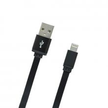 Lightning 1M čierny plochý 2,4A data kábel USB 2.0