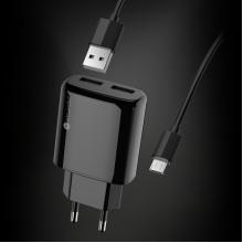 Čierny (2A) Sturdo sieťový nab.adaptér 2xUSB+kábel