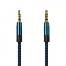 AUX modro-čierny(textil)1,5M kábel 2x3,5mm jack(E)
