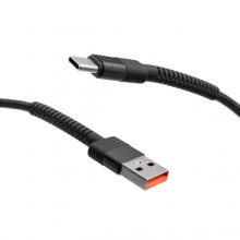 mobilNET pletený kábel USB na Type-C 1M 3A, čierny