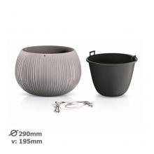 Kvetináč závesný UH o29cm výška 19,5cm s vložkou sivý BETON BOWL