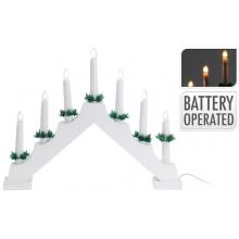 Svietnik vianočný 7 LED sviečok 39,5x5x31 cm, s časovačom, drevo